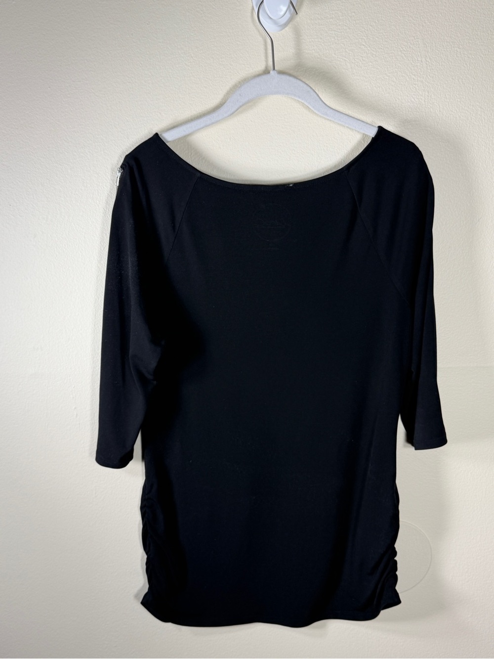 INC International Concept Black Blouse Shirt Top Size Medium Zip Accent Boatneck - Picture 5 of 7